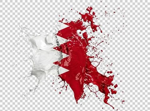 Bahrain flag design created with liquid paint splash effect isolated on a t.. Stock Illustration
