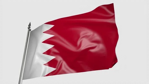 Bahrain flag on a flagpole. 3D animation with alpha channel 库存影片 206864449
