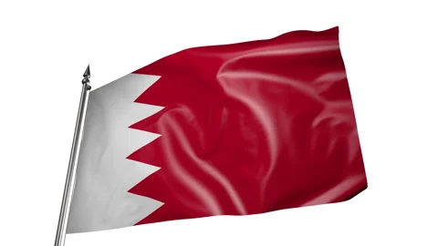 Bahrain flag on a flagpole. Animation 3D on a white background Stock Footage 219748017
