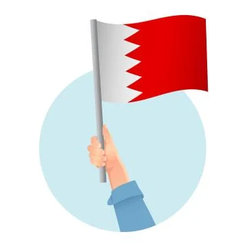 Bahrain flag in hand icon 스톡 일러스트