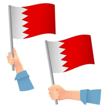 Bahrain flag in hand icon Stock Illustration
