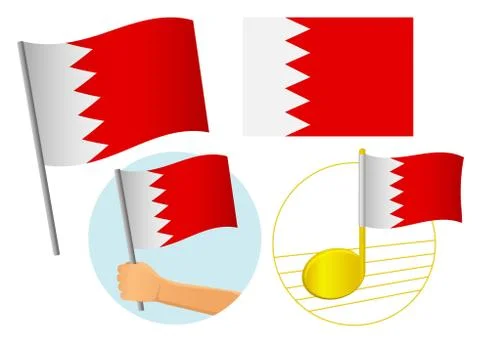Bahrain flag icon set Stock Illustration