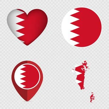 Bahrain Flag Icons Pack. Vector illustration. Stock Illustration