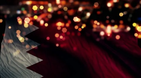 Bahrain Flag Light Night Bokeh Abstract Loop Animation 4K Stock Footage 47520983