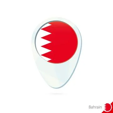 Bahrain flag location map pin icon on white background. Stock Illustration