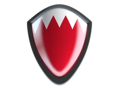 Bahrain flag on metal shield isolate on white background. 스톡 일러스트