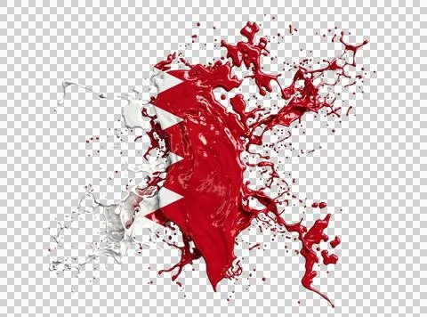 Bahrain flag rendered as liquid paint splash isolated on transparent backgr.. Stock Illustration