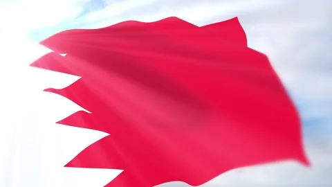 Bahrain Flag Seamless Loop 4k 60fps on Sky Background Stock Footage 340623081