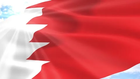Bahrain Flag Seamless Loop 4k 60fps on Sky Background Stock Footage 341555817