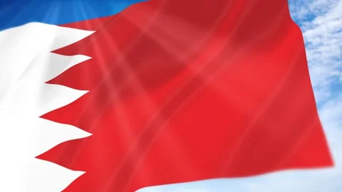 Bahrain Flag Seamless Loop 4k 60fps on Sky Background Stock Footage 341681080