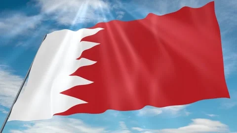 Bahrain Flag Seamless Loop 4k 60fps on Sky Background Stock Footage 341754690
