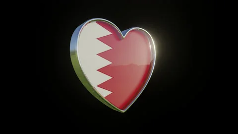 Bahrain Flag in the Shape of 3D Heart. Stock Footage 135724371