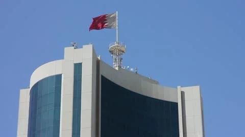 Bahrain flag on skyscraper Video stock 12170294
