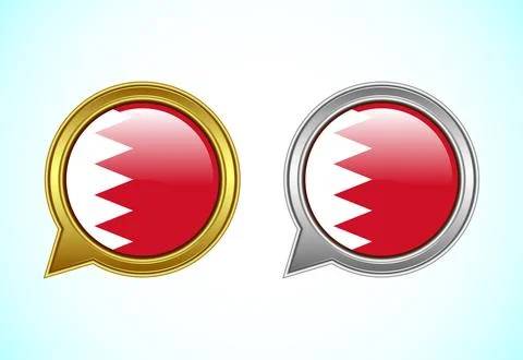 Bahrain flag speech bubble. Speaking flag icon in gold and silver color Illustrazione stock