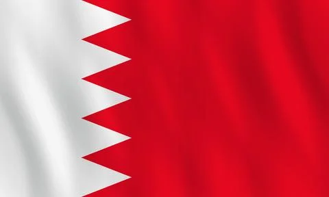 Bahrain flag with waving effect, official proportion. Stock Illustration
