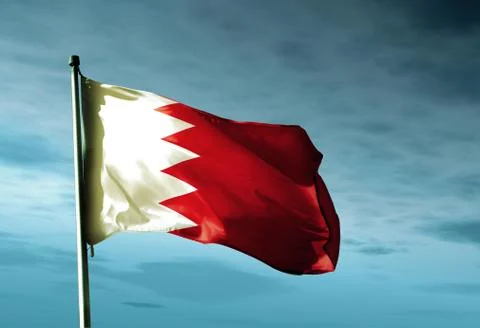 Bahrain flag waving in the evening Stock Illustration