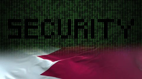 Bahrain flag - Waving flag on matrix binary code background Stock Footage 321422116