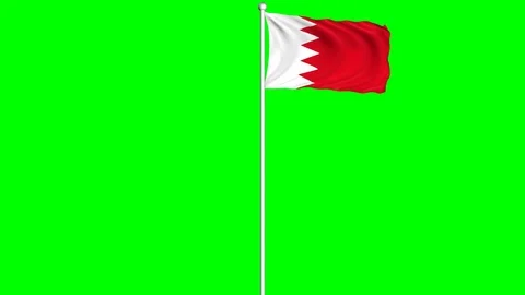 Bahrain Flag Waving Fluttering on Wind Loopable Green Blue Screen Matte Video stock 77583033