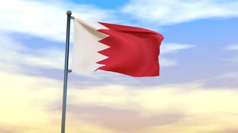 Bahrain Flag waving in the high wind Stock Footage 153869411