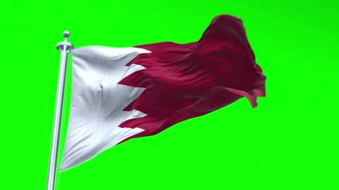 Bahrain Flag Waving in Loopable and Textured green screen background Stock Footage 296876453