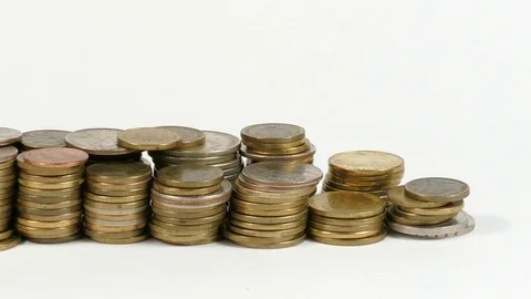 Bahrain flag waving with stack of money coins Stock Footage 71133634