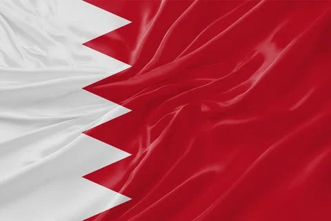 Bahrain Flag Waving Textures Silk Background Stock Illustration