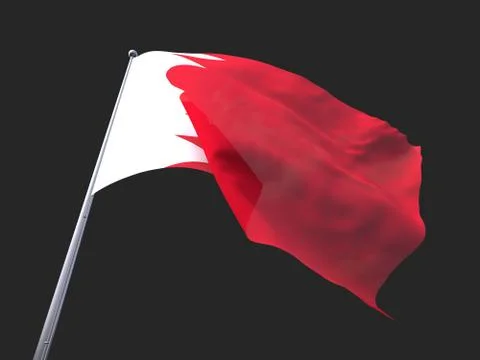 Bahrain flying flag isolate on black background. Stock Illustration