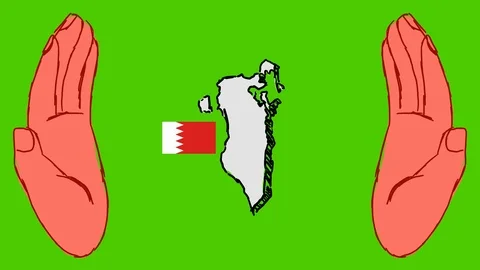 Bahrain - Hand-Drawn Animation - hands red Stock Footage 97979042
