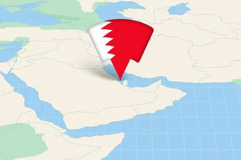 Bahrain Location Highlighted on Asian Map with Flag Icon. 库存插图