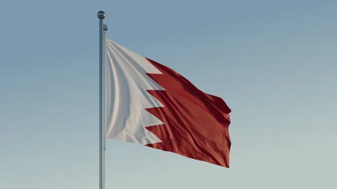 Bahrain Manama Flag loop Cinematic Realistic Waving Blue Sky 스톡 동영상 303207758