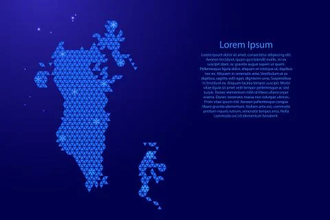 Bahrain map abstract schematic from blue triangles repeating pattern Stock Illustration