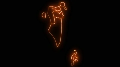 Bahrain map with all states or provinces glowing neon outline. Stock Footage 169341642