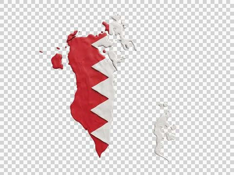 Bahrain map clay style red white colors national island icon. Stock Illustration