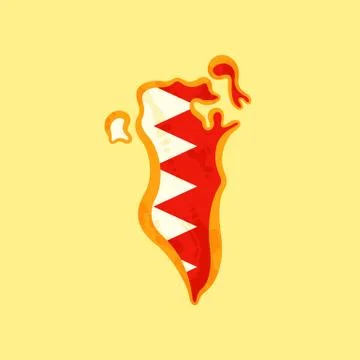 Bahrain - Map colored with Bahraini flag Stock Illustration