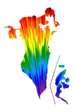 Bahrain - map is designed rainbow abstract colorful pattern, Kingdom of Bahra Illustrazione stock