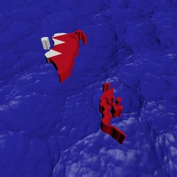 Bahrain map flag in abstract ocean illustration Ilustração Stock