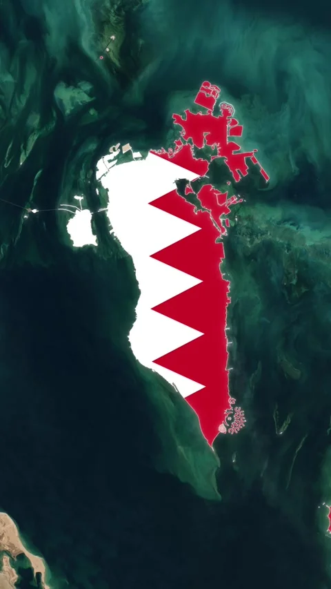 Bahrain Map With Flag Animation in Vertical Stock Footage 320232961