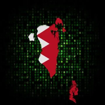 Bahrain map flag on hex code illustration Stock Illustration