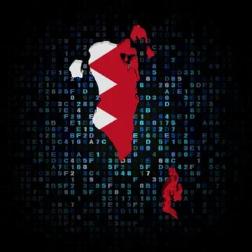 Bahrain map flag on hex code illustration Illustrazione stock
