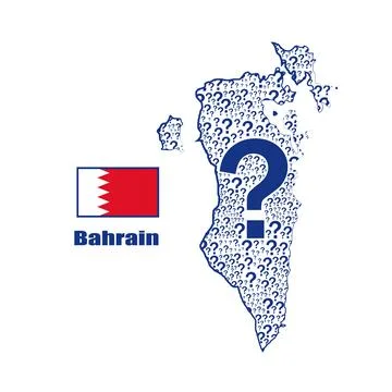 Bahrain map flag made from question mark. Stock Illustration