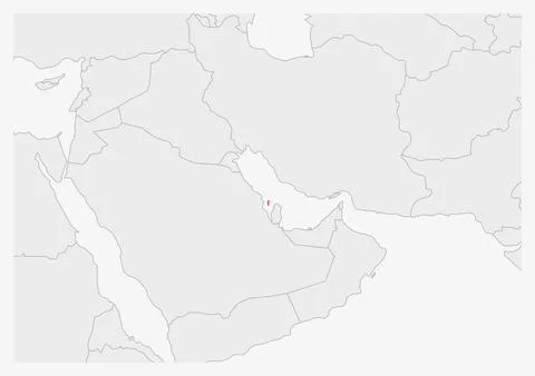 Bahrain map highlighted in Bahrain flag colors Stock Illustration