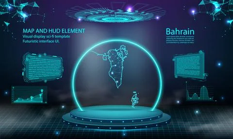 Bahrain map light connecting effect background. abstract digital technology.. Stock Illustration