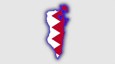 Bahrain map outline neon glow with national flag 스톡 동영상 343360490