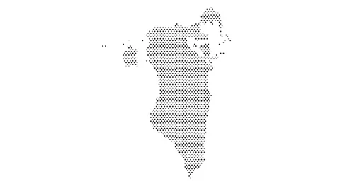 Bahrain map from particles, dots. Digital silhouette. Abstract animation ba.. Stock Footage 300884829