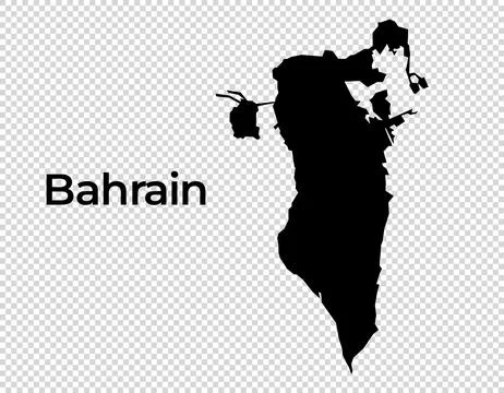Bahrain map shape transparent background country simple map Stock Illustration