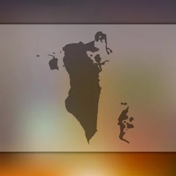 Bahrain map. Vector silhouette of Bahrain. Blurred background Stock Illustration