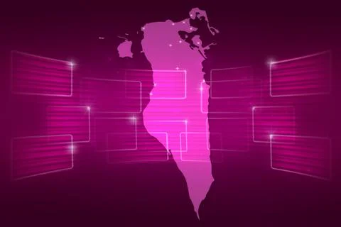 Bahrain map world map news communication pink Stock Illustration