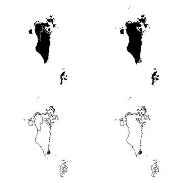 Bahrain Outline and Solid Fill Map Set. Stock Illustration
