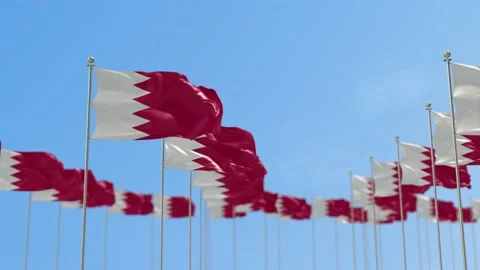 Bahrain Row Of Flags 3D Animation Stock-Footage 148621679