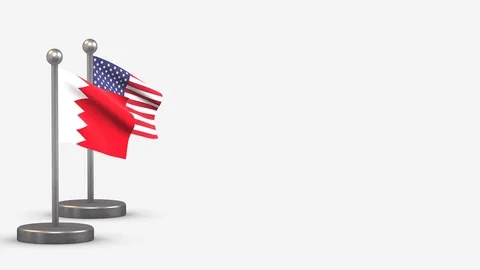 Bahrain seamless 3D waving flag animation on tiny flagpole. Stock Footage 128567513